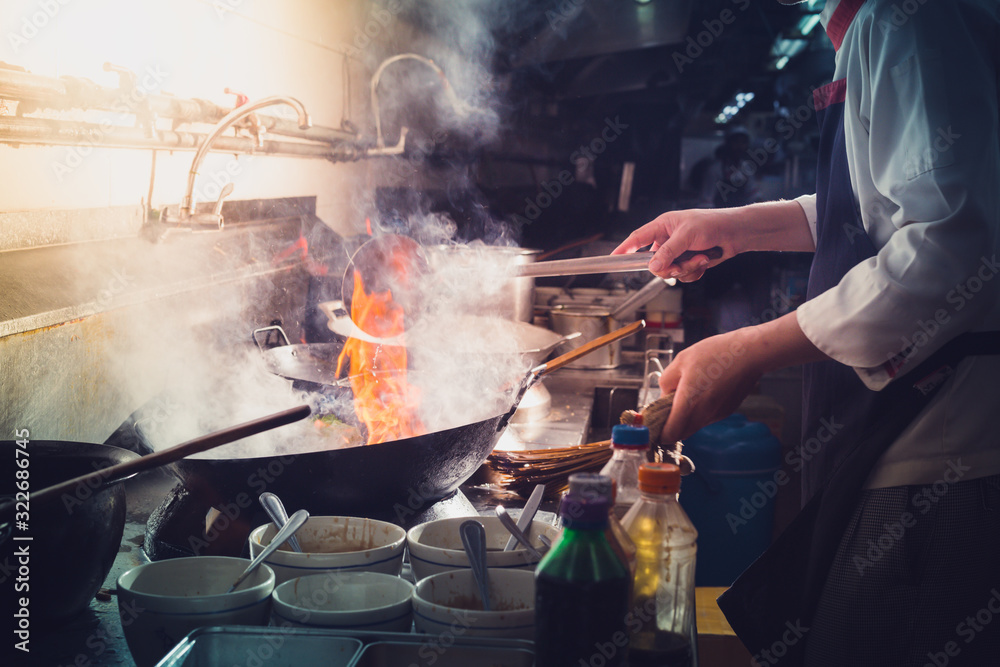 Chef stir fry cooking Chef stir fry cooking