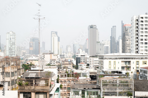Cityscape of old town Bangkok, Thailand View from office Central post office