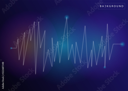 Dark background with pulse signal line gradient black blue light