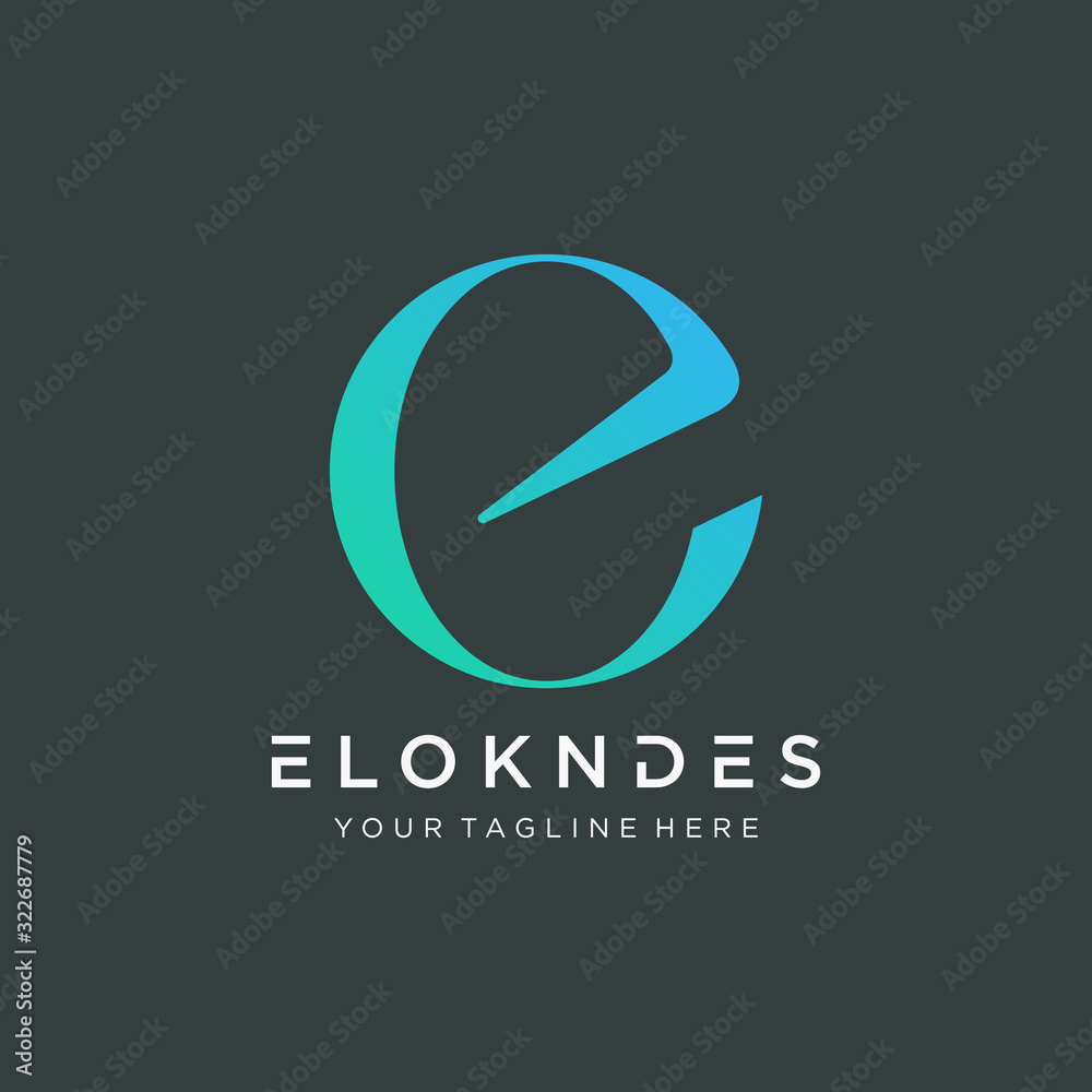 letter E logo design with swoosh element . Creative Cut Design Vector Illustration. The logo can be used for business consulting and financial companies. -vector