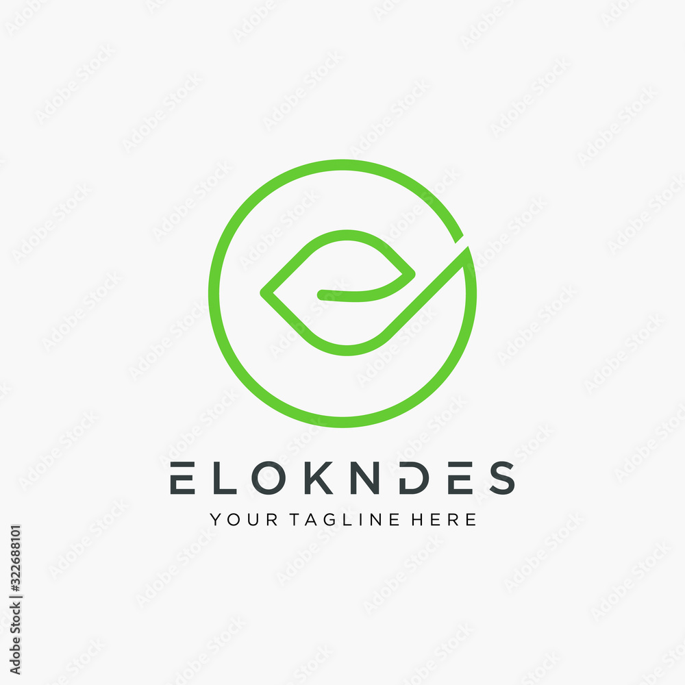 abstract Letter E logo design with leaf concept. natural beauty skincare logo vector.