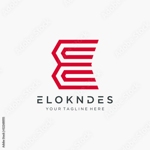 E letter logo design with line concept. Vector design template elements for your application or corporate identity. number 3 logo design. - vector