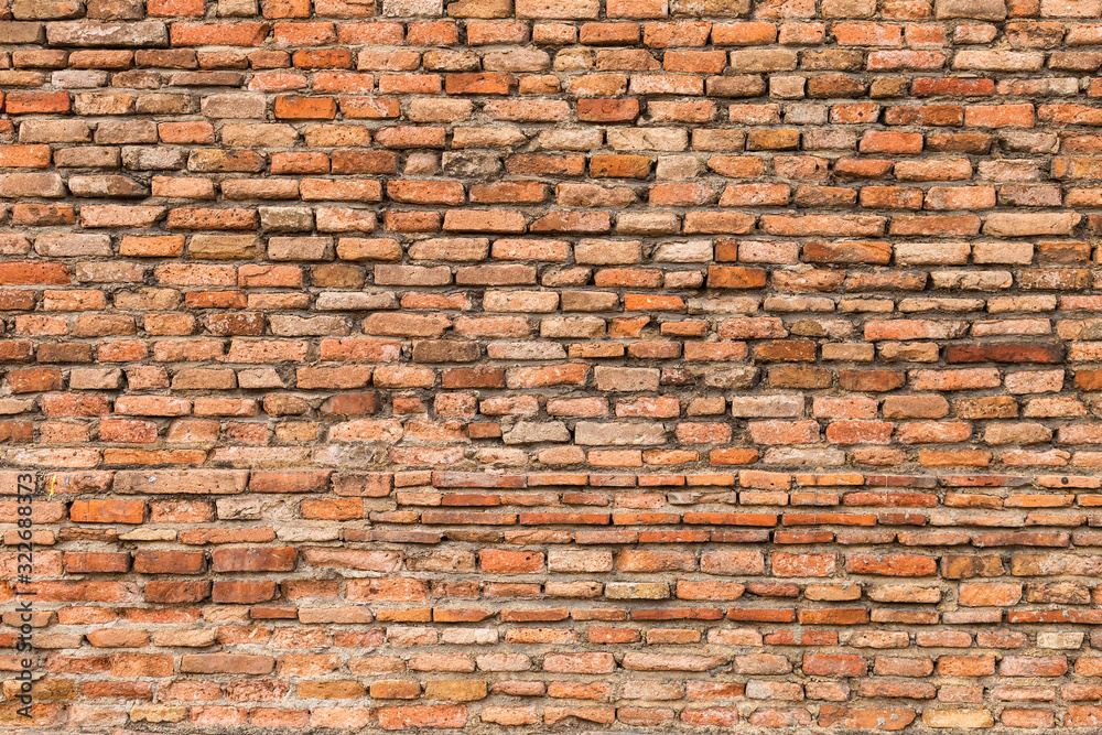 Fototapeta premium Old brick wall patttern background, ancient wall, red brick wall texture background