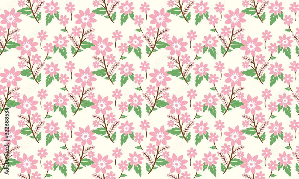 Obraz premium Beautiful spring flower pattern background, with leaf and floral romantic design.