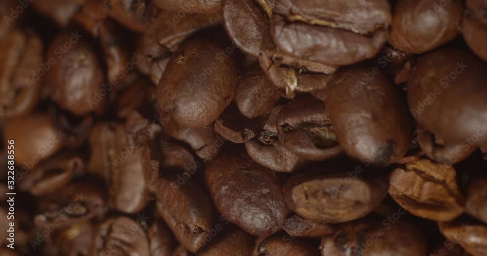 Coffee Beans Macro Narrow Focus Shifting light Top Down Coffee Beans Macro Narrow Focus Shifting light Top Down