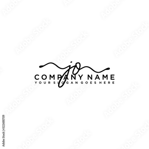 Initial letter JO Signature handwriting Logo Vector