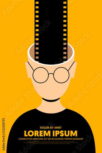 Movie and film poster design template background modern vintage retro style