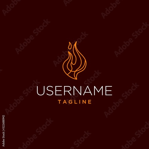 simple flame logo design template . simple fire logo design template . fire outline logo design . little flame icon