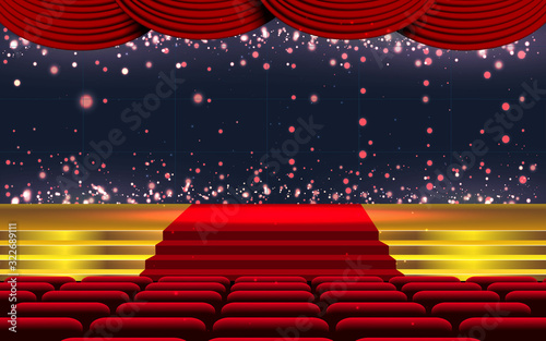 colorful light in the lcd tvs on the stage in the hall	