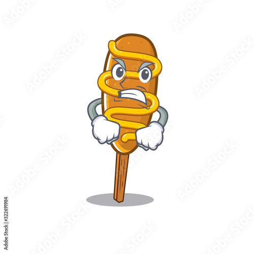 Corn dog cartoon character style having angry face
