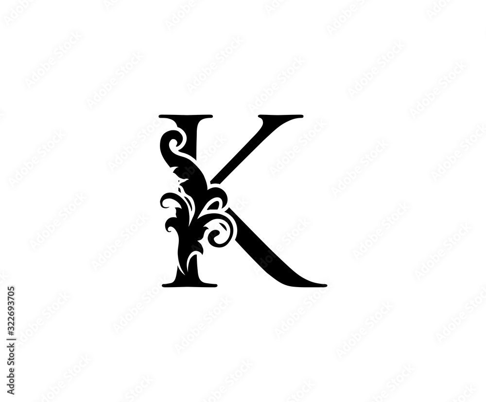 Luxury K Letter Logo. Black Floral K With Classy Leaves Shape design perfect for Boutique, Jewelry, Beauty Salon, Cosmetics, Spa, Hotel and Restaurant Logo. Luxury K Letter Logo. Black Floral K With Classy Leaves Shape design perfect for Boutique, Jewelry, Beauty Salon, Cosmetics, Spa, Hotel and Restaurant Logo.