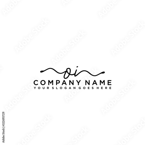 Initial letter OI Signature handwriting Logo Vector