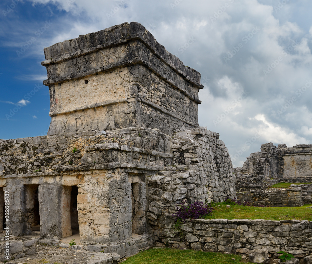 Temple of the Frescoes ruin at Tulum Mexico