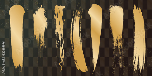 アナログタッチ素材：筆の質感　墨　インク　筆模様　波模様	