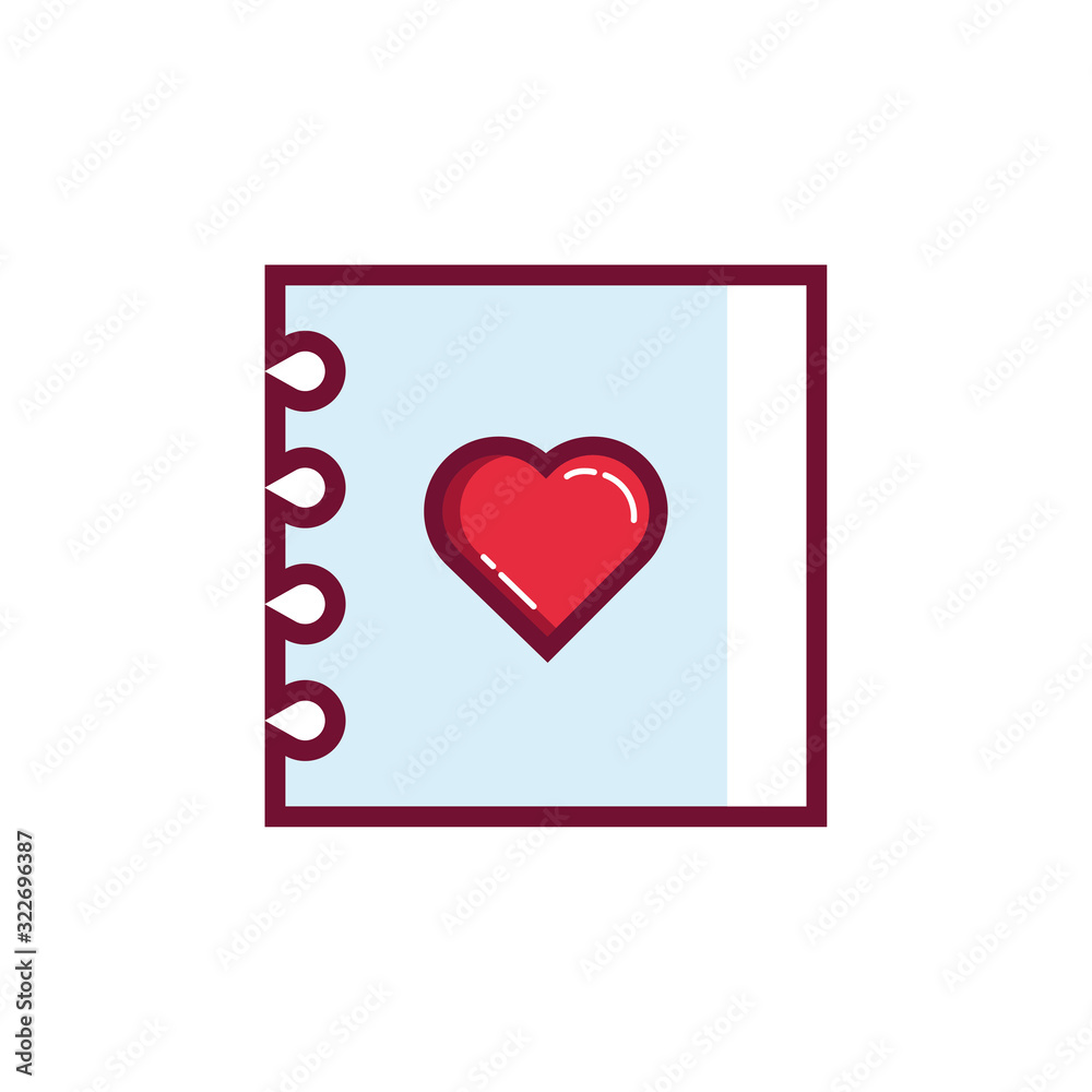 happy valentines day heart in note book line and fill style happy valentines day heart in note book line and fill style