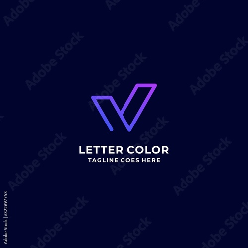 Vector Logo Illustration Letter V Gradient Colorful Style