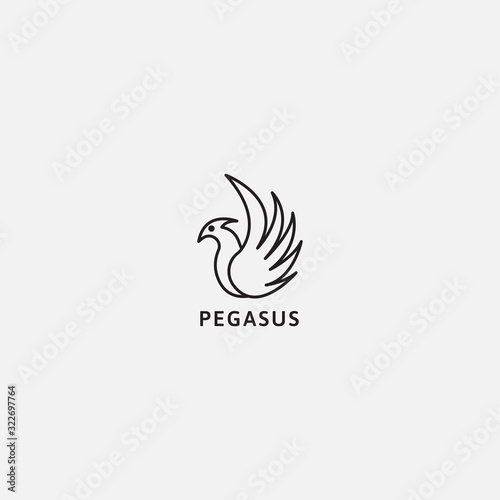Pegasus linear logo concept. icon birds vector illustration