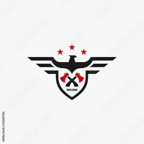 Vector Logo Illustration American Eagle Builder Badge Style