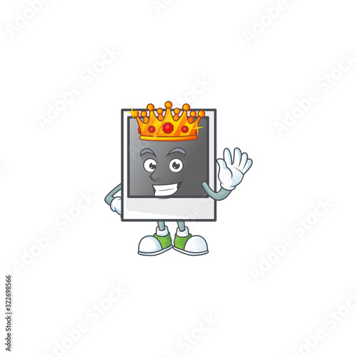 A dazzling of empty polaroid photo frame stylized of King on cartoon mascot design