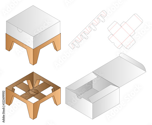 Canvas Print Box packaging die cut template design. 3d mock-up