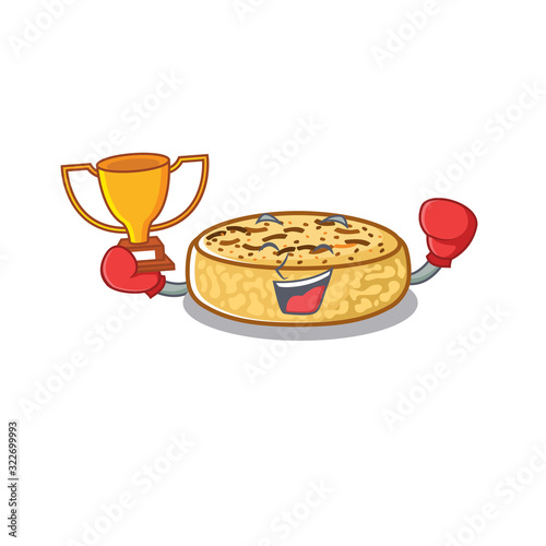 fantastic Boxing winner of crumpets in mascot cartoon design