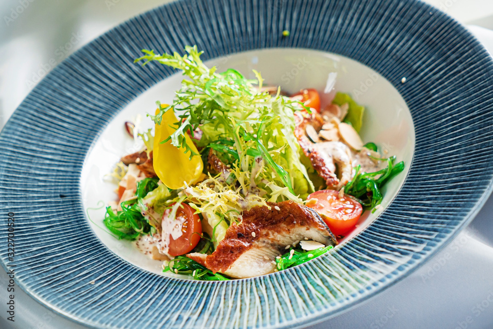 salad with smoked eel and vegetables salad with smoked eel and vegetables