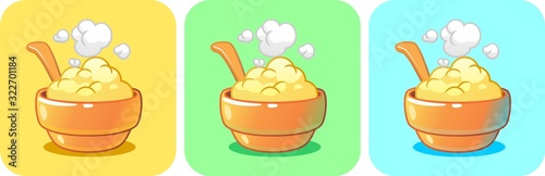 Porridge in the bowl. Vector illustration