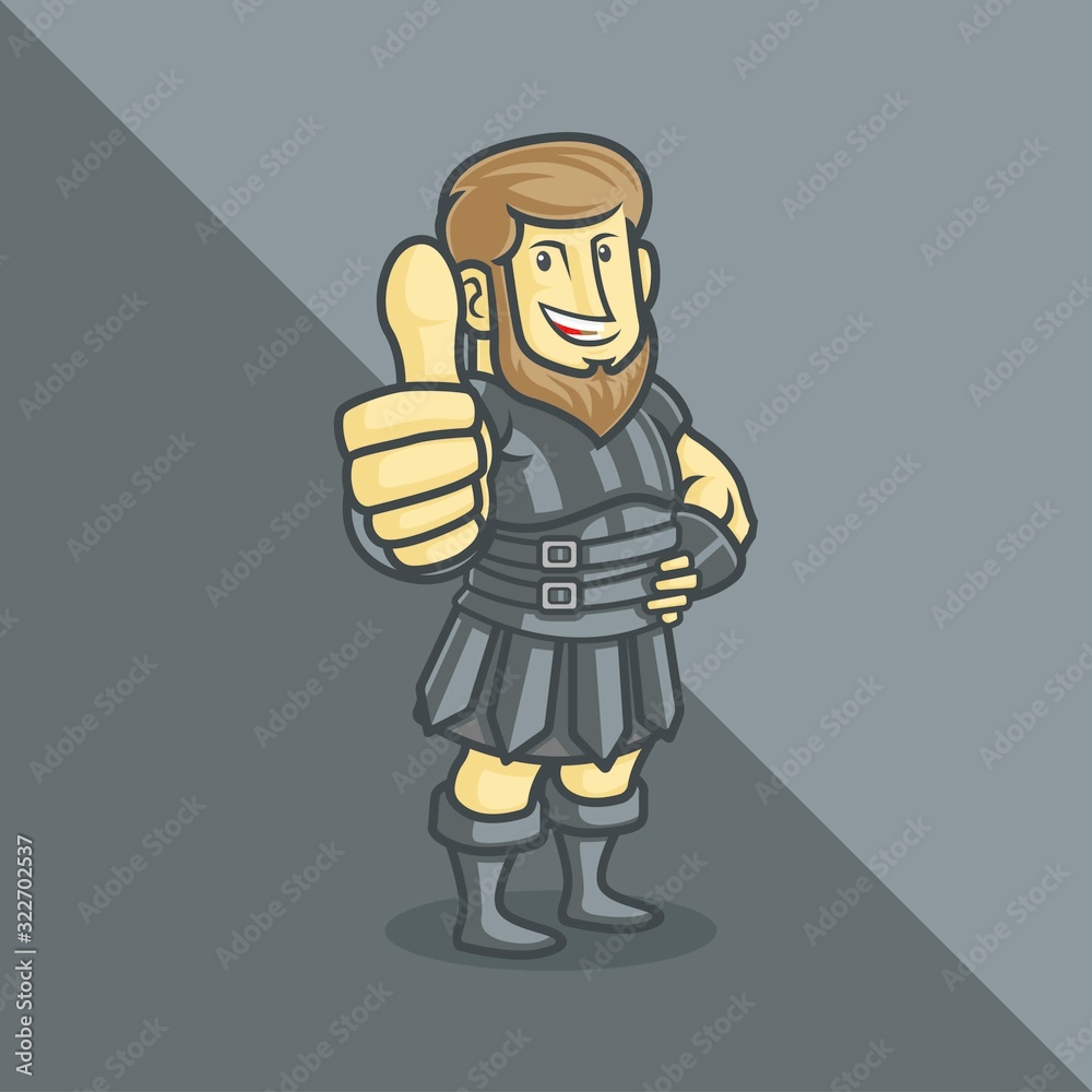 A Roman Soldier Cartoon Character  Giving a Thumbs Up Vector