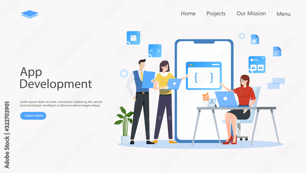 Mobile App Development Vector Illustration Concept , Suitable for web landing page, ui, mobile app, editorial design, flyer, banner, and other related occasion Mobile App Development Vector Illustration Concept , Suitable for web landing page, ui, mobile app, editorial design, flyer, banner, and other related occasion