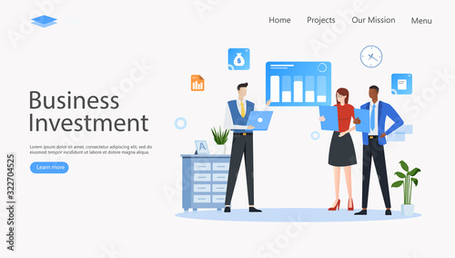 Business Investment Vector Illustration Concept , Suitable for web landing page, ui, mobile app, editorial design, flyer, banner, and other related occasion