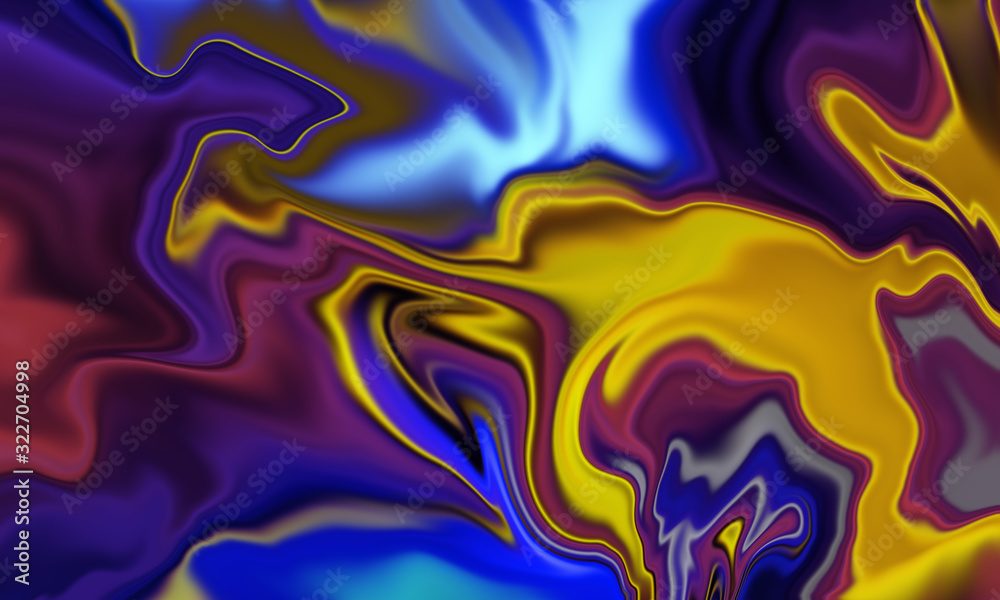 Abstract vibrant blue and yellow liquid background texture	