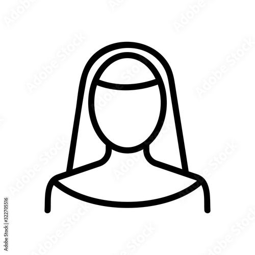 nun icon vector. Thin line sign. Isolated contour symbol illustration