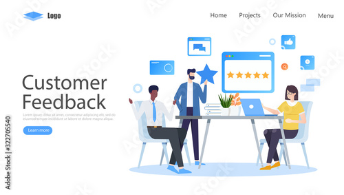 Customer Reviews Vector Illustration Concept , Suitable for web landing page, ui, mobile app, editorial design, flyer, banner, and other related occasion