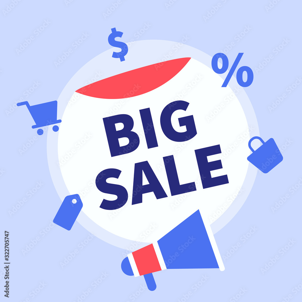 big sale banner with ecommerce icon for template with modern flat icon