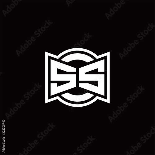 SS logo monogram with ribbon style circle rounded design template