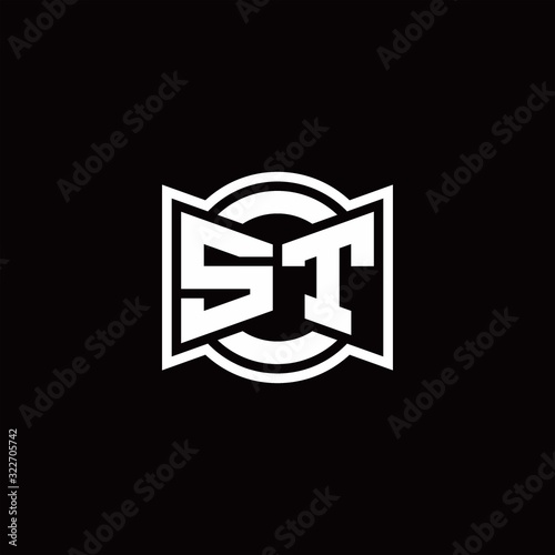 ST logo monogram with ribbon style circle rounded design template