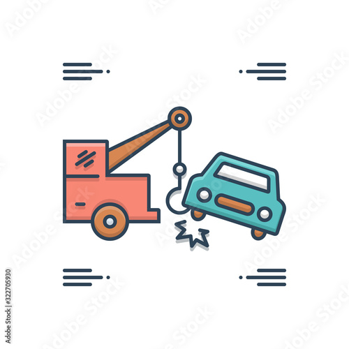 Color illustrationicon for car towing