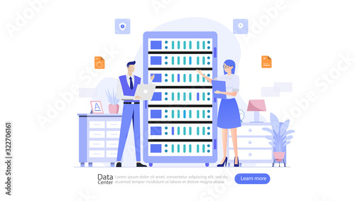 Data Center Vector Illustration Concept , Suitable for web landing page, ui, mobile app, editorial design, flyer, banner, and other related occasion