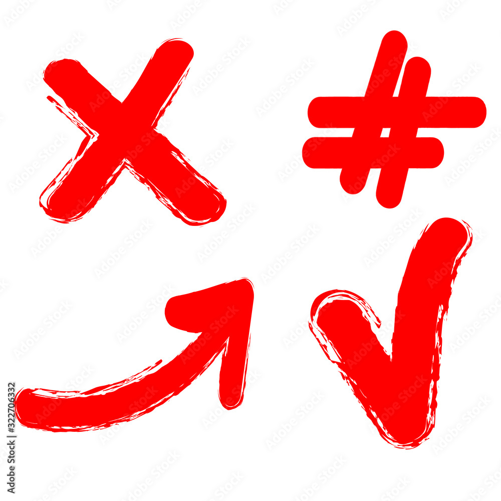 Obraz premium arrows, hashtags icons, of hand drawn Set of different shapes