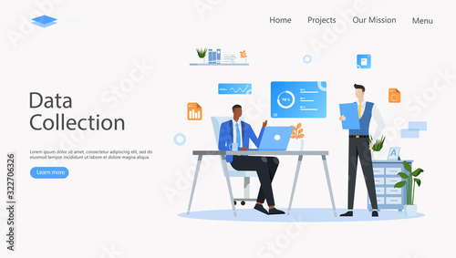 Data Collection for Analytics Vector Illustration Concept , Suitable for web landing page, ui, mobile app, editorial design, flyer, banner, and other related occasion