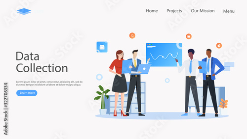 Data Collection for Analytics Vector Illustration Concept , Suitable for web landing page, ui, mobile app, editorial design, flyer, banner, and other related occasion © dealitastudio
