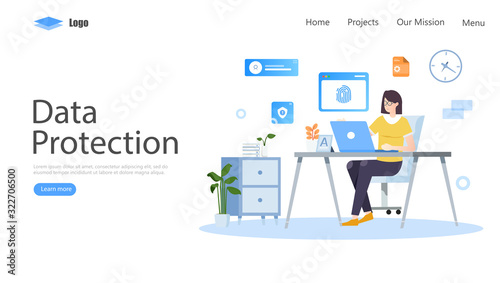 Data Protection Vector Illustration Concept, Suitable for web landing page, ui, mobile app, editorial design, flyer, banner, and other related occasion © dealitastudio
