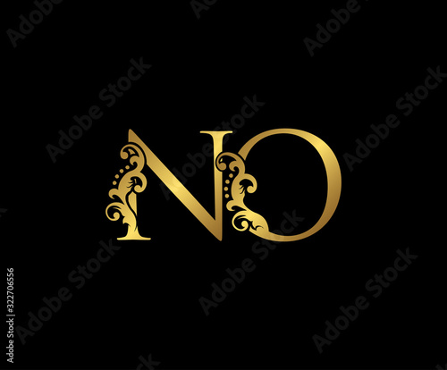 Initial letter N and O, NO, Gold Logo Icon, classy gold letter monogram logo icon suitable for boutique,restaurant, wedding service, hotel or business identity.