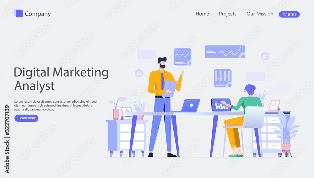 Digital Marketing Analyst Vector Illustration Concept , Suitable for web landing page, ui, mobile app, editorial design, flyer, banner, and other related occasion