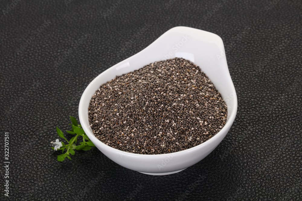 Dietary Chia seeds in the bowl Dietary Chia seeds in the bowl