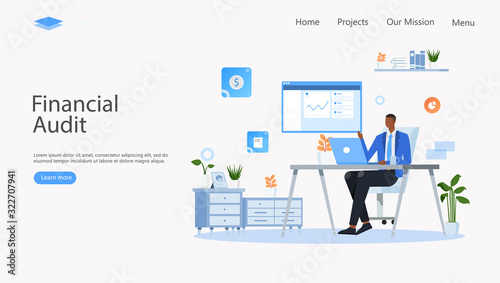 Financial Audit Vector Illustration Concept , Suitable for web landing page, ui, mobile app, editorial design, flyer, banner, and other related occasion