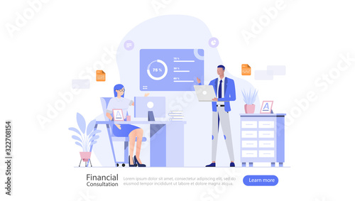 Financial Consultation Vector Illustration Concept , Suitable for web landing page, ui, mobile app, editorial design, flyer, banner, and other related occasion