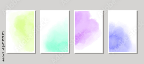 Set of cards with watercolor blots.