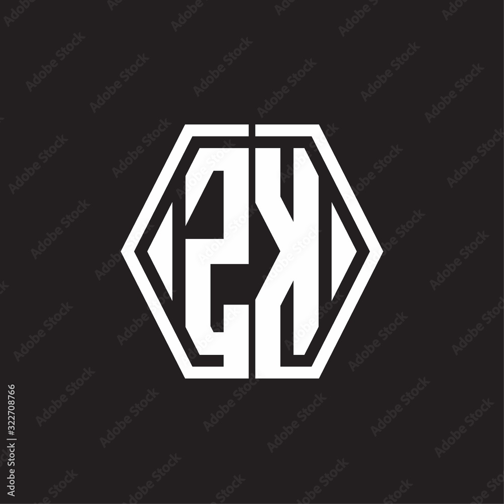 ZK Logo monogram with hexagon line rounded design template ZK Logo monogram with hexagon line rounded design template
