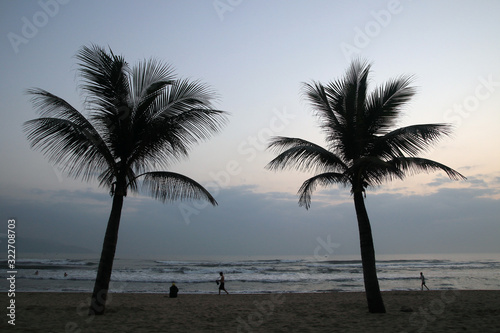 "MY Khe" beach scenery with palm trees in Danang, Vietnam